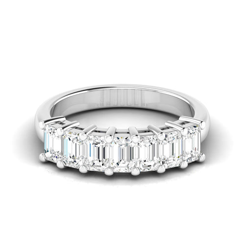 Lab Grown 7 - Stone Emerald-Cut Diamond Ring F+Color VS+ Clarity)