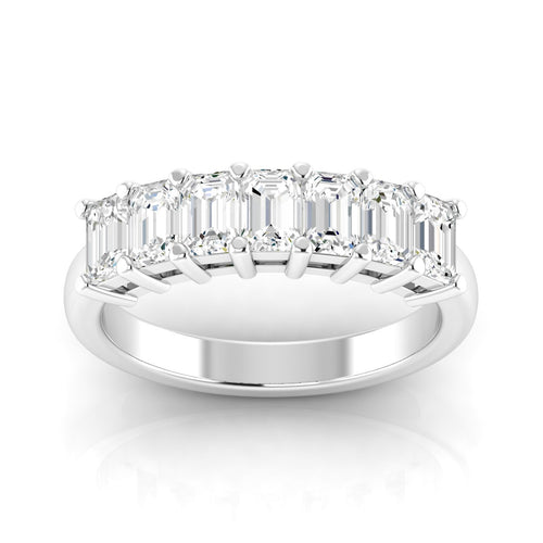 Lab Grown 7 - Stone Emerald-Cut Diamond Ring F+Color VS+ Clarity)