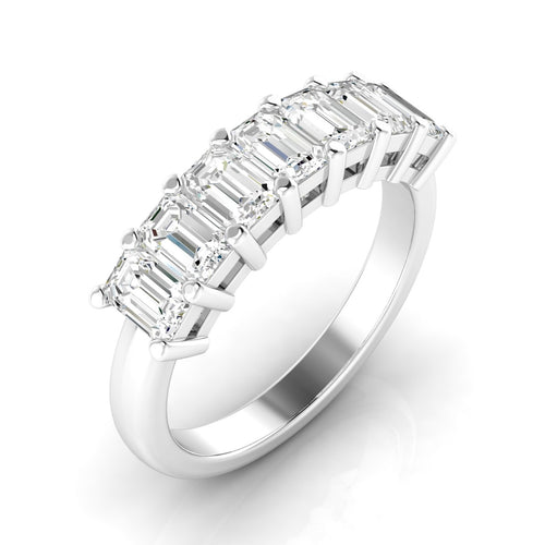 Lab Grown 7 - Stone Emerald-Cut Diamond Ring F+Color VS+ Clarity)