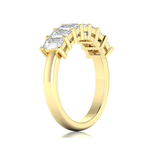 Lab Grown 7 - Stone Emerald-Cut Diamond Ring F+Color VS+ Clarity)