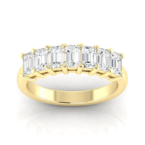 Lab Grown 7 - Stone Emerald-Cut Diamond Ring F+Color VS+ Clarity)