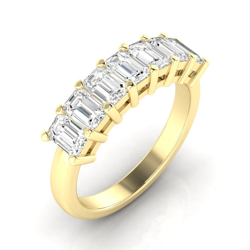 Lab Grown 7 - Stone Emerald-Cut Diamond Ring F+Color VS+ Clarity)