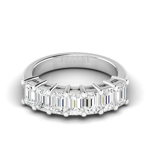 Lab Grown 7 - Stone Emerald-Cut Diamond Ring F+Color VS+ Clarity)