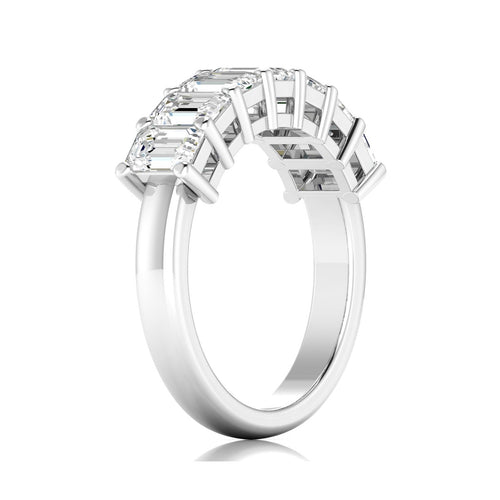 Lab Grown 7 - Stone Emerald-Cut Diamond Ring F+Color VS+ Clarity)