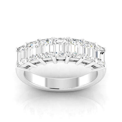 Lab Grown 7 - Stone Emerald-Cut Diamond Ring F+Color VS+ Clarity)