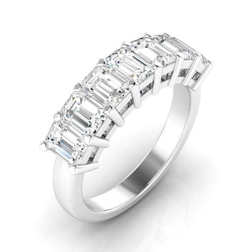Lab Grown 7 - Stone Emerald-Cut Diamond Ring F+Color VS+ Clarity)