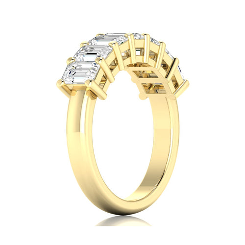 Lab Grown 7 - Stone Emerald-Cut Diamond Ring F+Color VS+ Clarity)
