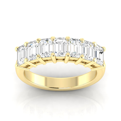 Lab Grown 7 - Stone Emerald-Cut Diamond Ring F+Color VS+ Clarity)