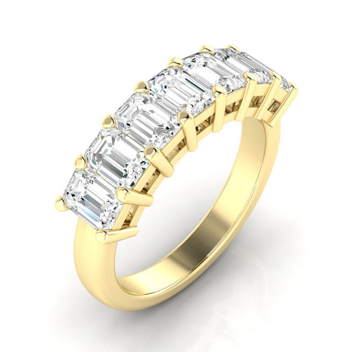Lab Grown 7 - Stone Emerald-Cut Diamond Ring F+Color VS+ Clarity)