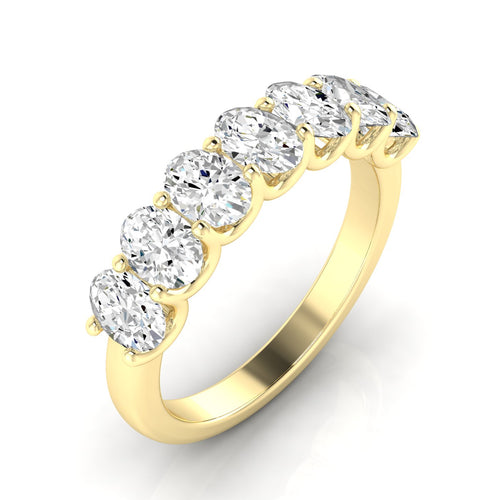 14 Karat Seven- Stone U Shaped Oval Lab Grown Diamond Ring(F+Color -VS+ Clarity)