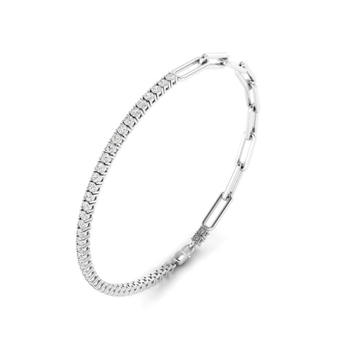 14 Karat Lab Grown Half-Tennis Paper Clip Bracelet (1.50 Total Carat Weight F+ Color- VS Clarity)