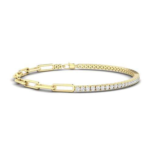 14 Karat Lab Grown Half-Tennis Paper Clip Bracelet (1.50 Total Carat Weight F+ Color- VS Clarity)