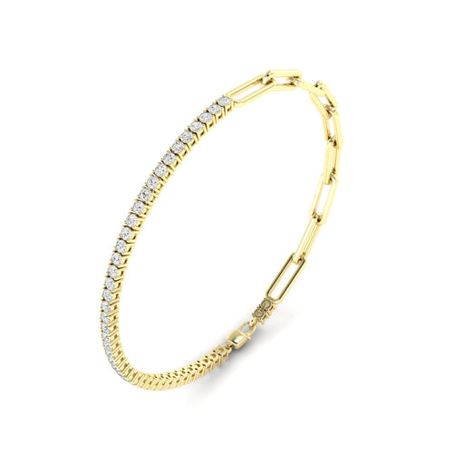 14 Karat Lab Grown Half-Tennis Paper Clip Bracelet (1.50 Total Carat Weight F+ Color- VS Clarity)