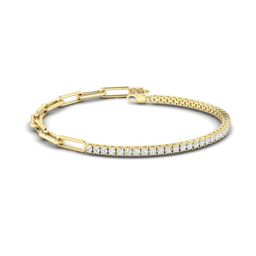 14 Karat Lab Grown Half-Tennis Paper Clip Bracelet (1.50 Total Carat Weight F+ Color- VS Clarity)