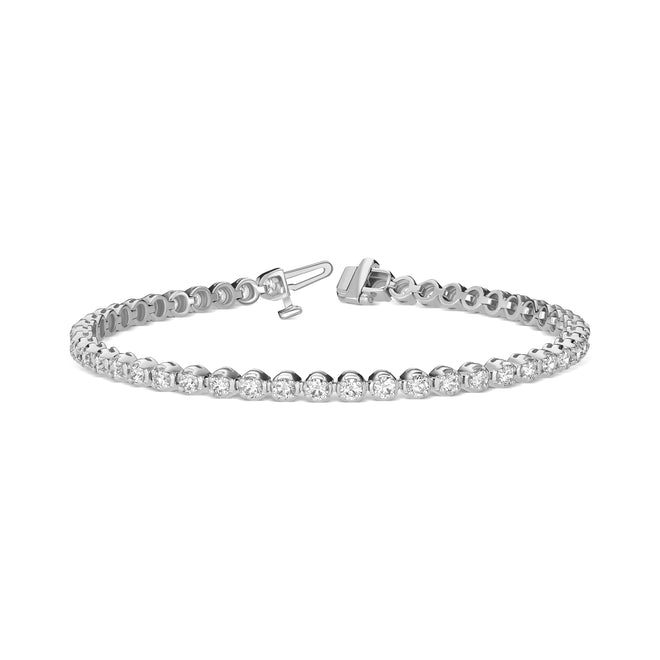 Lab Grown Round Basket 4 Prong Tennis Bracelets (F+ Color-VS+ Clarity)