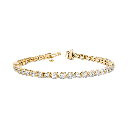Lab Grown Round Basket 3 Prong Tennis Bracelets (F+Color -VS+ Clarity)