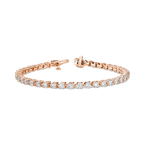 Lab Grown Round Basket 3 Prong Tennis Bracelets (F+Color -VS+ Clarity)