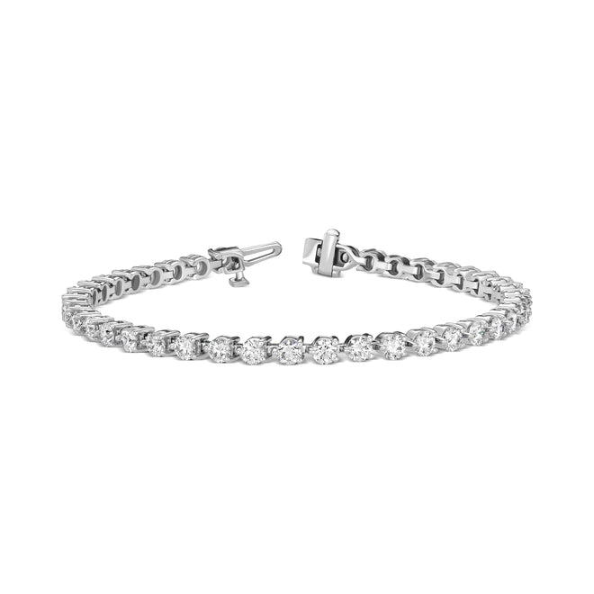Lab Grown Round Basket 3 Prong Tennis Bracelets (F+Color -VS+ Clarity)