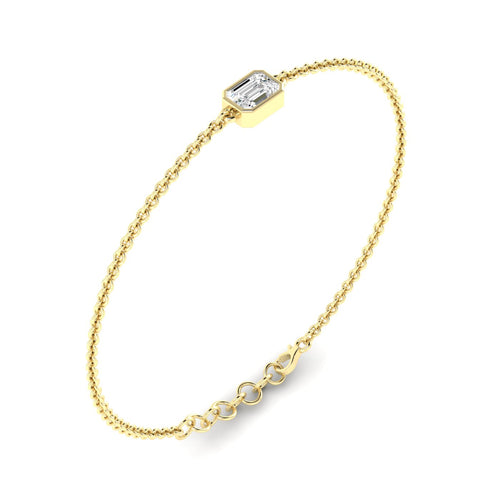 Lab Grown Bezel Set Emerald-Cut Bracelet