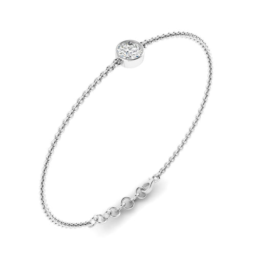Lab Grown Bezel Set Round Diamond Bracelet (F+Color-VS+ Clarity)