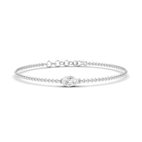Lab Grown Bezel Set Pear-Shape Diamond Bracelet