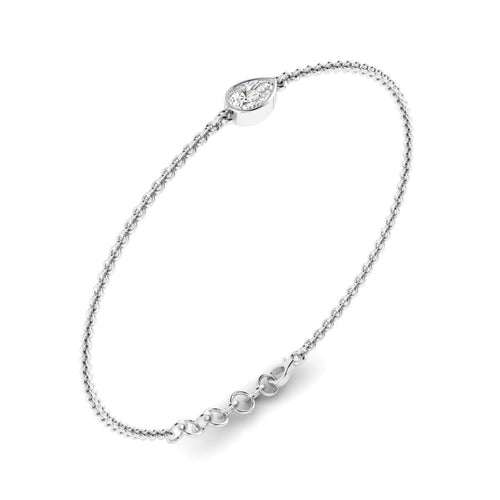 Lab Grown Bezel Set Pear-Shape Diamond Bracelet