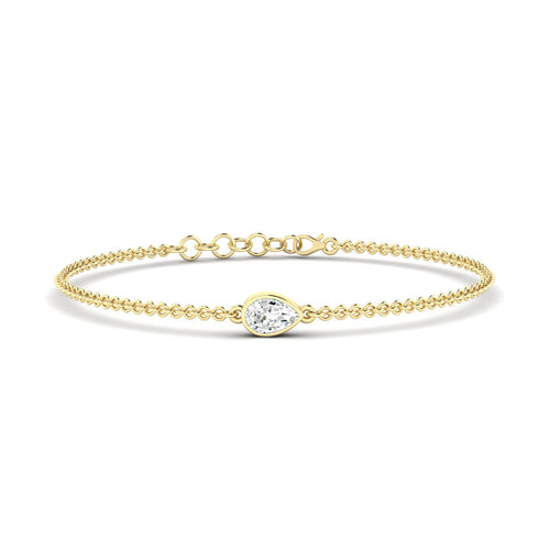 Lab Grown Bezel Set Pear-Shape Diamond Bracelet