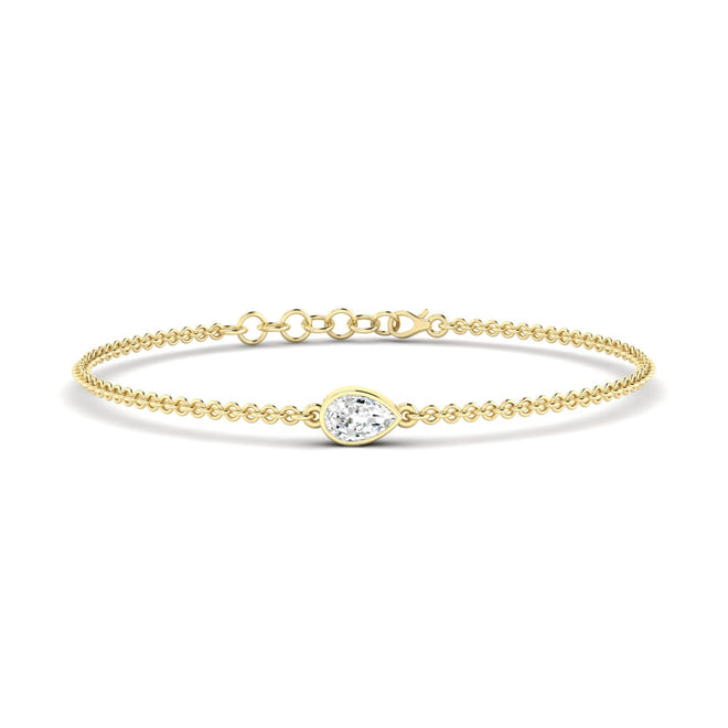 14 Karat Bezel Set Lab Grown Pear-Shape Diamond Bracelet