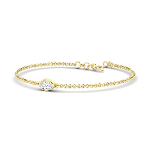 Lab Grown Bezel Set Pear-Shape Diamond Bracelet