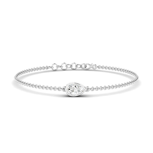 Lab Grown Bezel Set Pear-Shape Diamond Bracelet