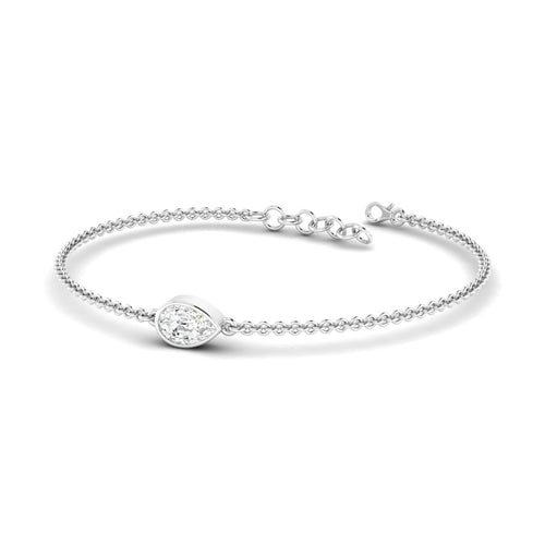 Lab Grown Bezel Set Pear-Shape Diamond Bracelet