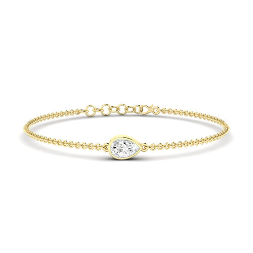 Lab Grown Bezel Set Pear-Shape Diamond Bracelet