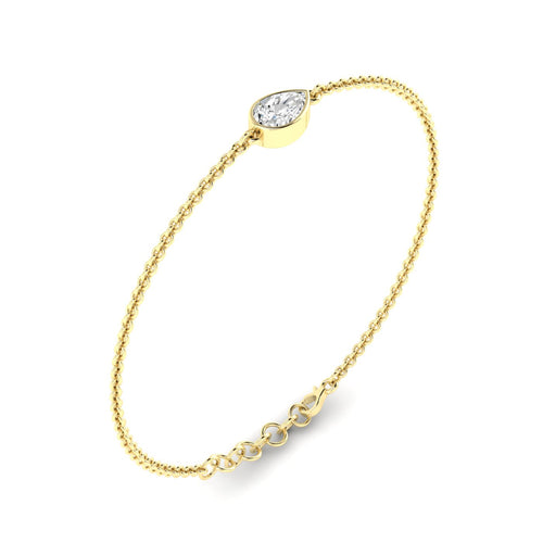 Lab Grown Bezel Set Pear-Shape Diamond Bracelet