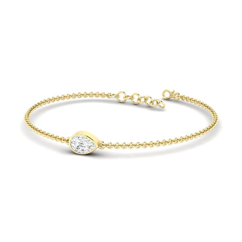 Lab Grown Bezel Set Pear-Shape Diamond Bracelet
