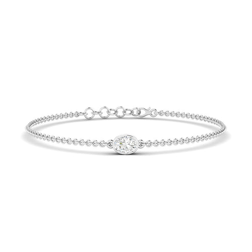 Lab Grown Bezel Set Oval Diamond Bracelet (F+ Color-VS+Clarity)