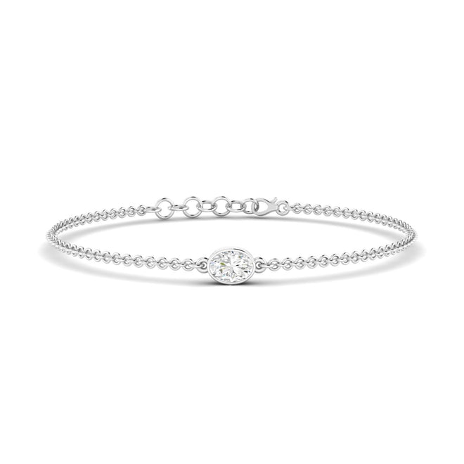 14 Karat Bezel Set Lab Grown Oval Diamond Bracelet (F+ Color-VS+Clarity)