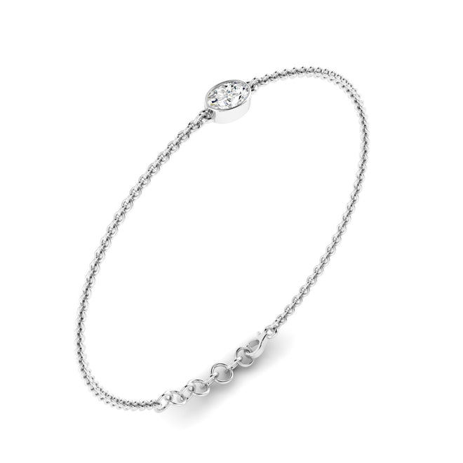 Lab Grown Bezel Set Oval Diamond Bracelet (F+ Color-VS+Clarity)