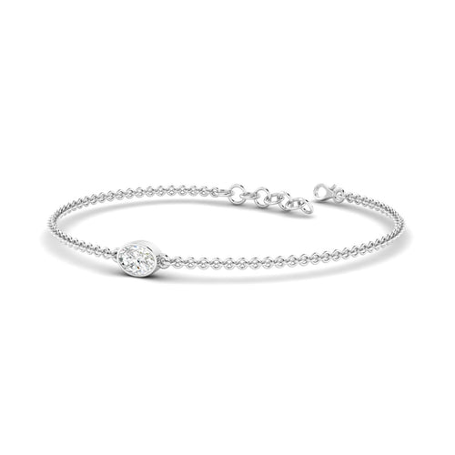 Lab Grown Bezel Set Oval Diamond Bracelet (F+ Color-VS+Clarity)