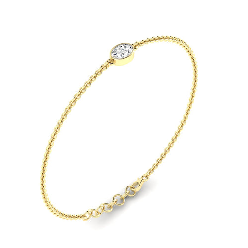 Lab Grown Bezel Set Oval Diamond Bracelet (F+ Color-VS+Clarity)