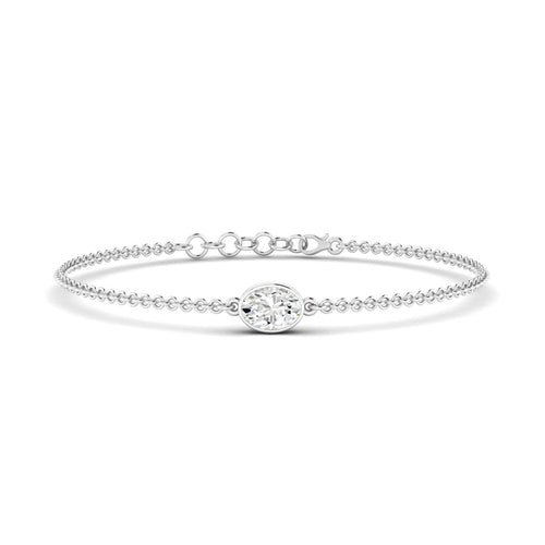 Lab Grown Bezel Set Oval Diamond Bracelet (F+ Color-VS+Clarity)