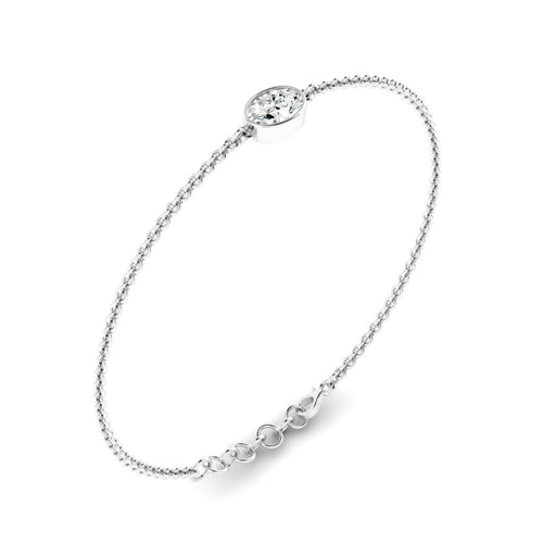 Lab Grown Bezel Set Oval Diamond Bracelet (F+ Color-VS+Clarity)
