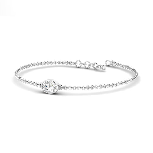 Lab Grown Bezel Set Oval Diamond Bracelet (F+ Color-VS+Clarity)