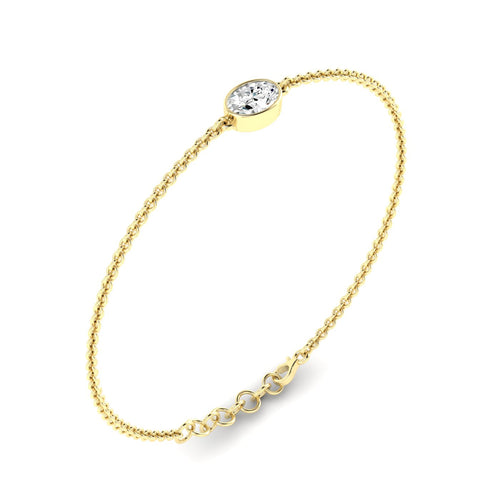 Lab Grown Bezel Set Oval Diamond Bracelet (F+ Color-VS+Clarity)