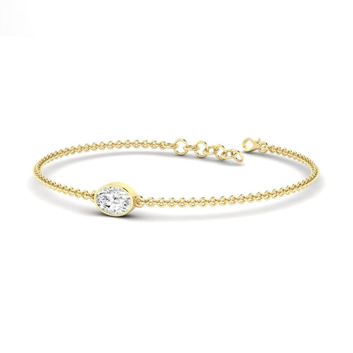Lab Grown Bezel Set Oval Diamond Bracelet (F+ Color-VS+Clarity)