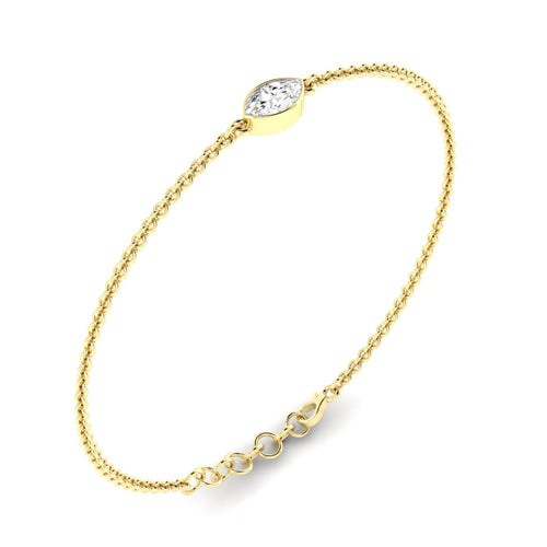 Lab Grown Bezel Set Marquise Diamond Bracelet (F+Color-VS+Clarity)
