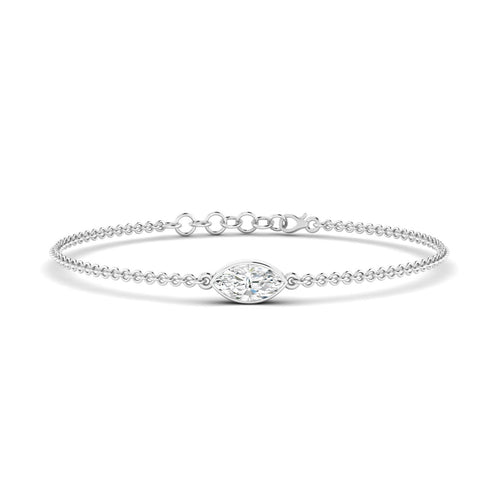 Lab Grown Bezel Set Marquise Diamond Bracelet (F+Color-VS+Clarity)