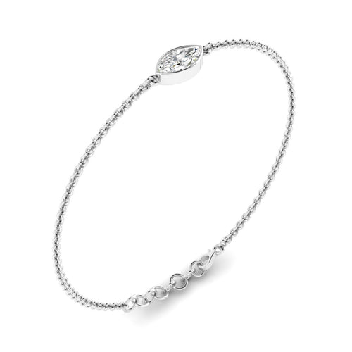 Lab Grown Bezel Set Marquise Diamond Bracelet (F+Color-VS+Clarity)