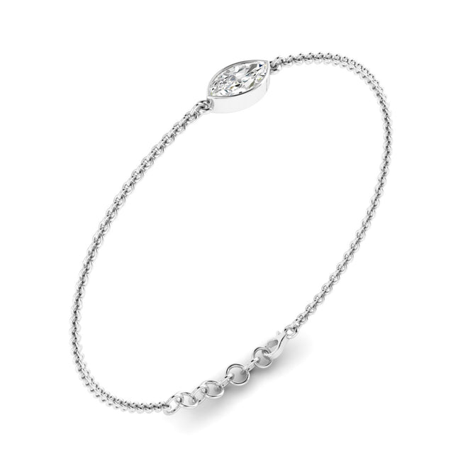 Lab Grown Bezel Set  Marquise Diamond Bracelet (F+Color-VS+Clarity)