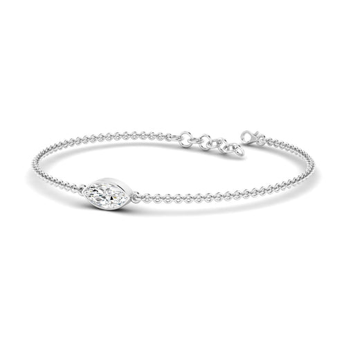 Lab Grown Bezel Set Marquise Diamond Bracelet (F+Color-VS+Clarity)