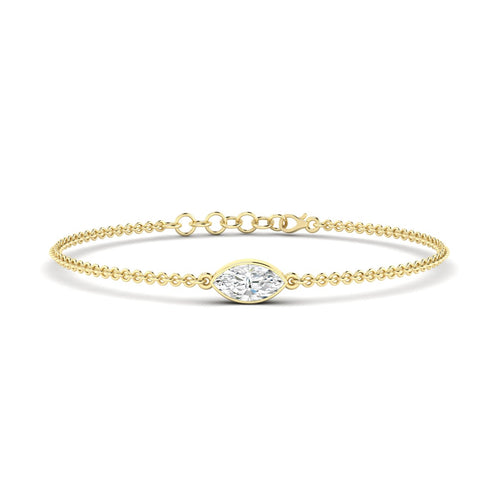 Lab Grown Bezel Set Marquise Diamond Bracelet (F+Color-VS+Clarity)